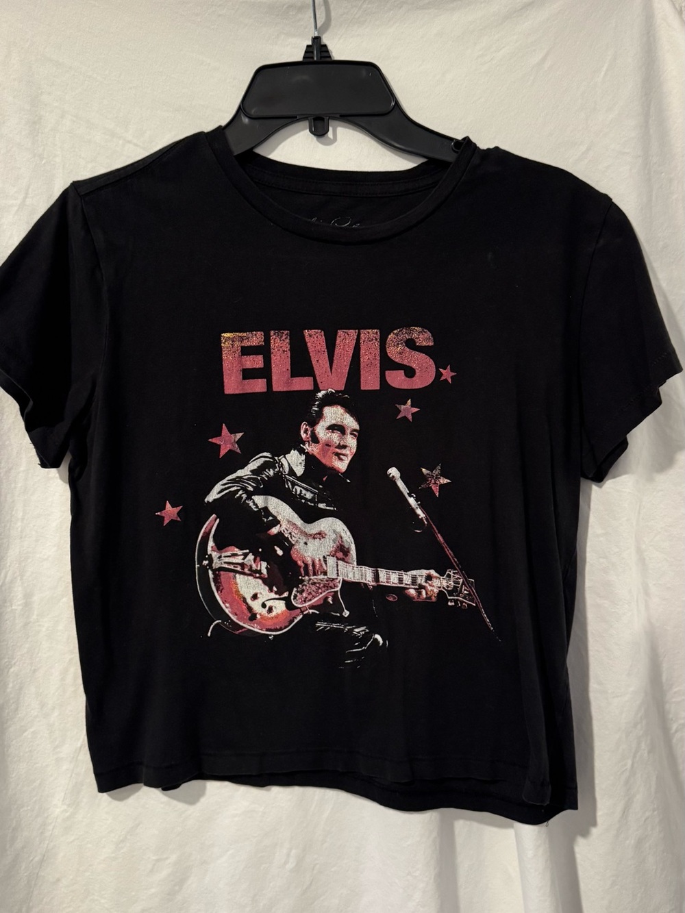 Women’s ELVIS Cropped Black Graphic Tee